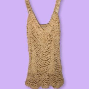 Cute Boho Beaded Crochet Nude Beach Cover, XS
